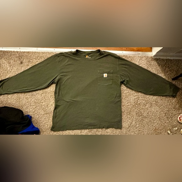 Carhartt Men's Green and Khaki Shirt Men size XL Has some wear Work/outdoor top - Picture 1 of 16